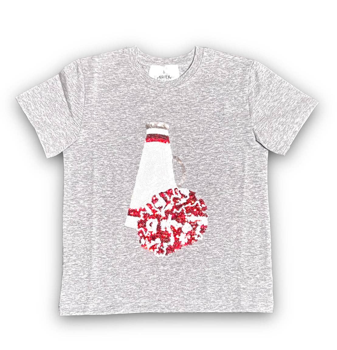 Red and White Megaphone Sequin Kid's Shirt