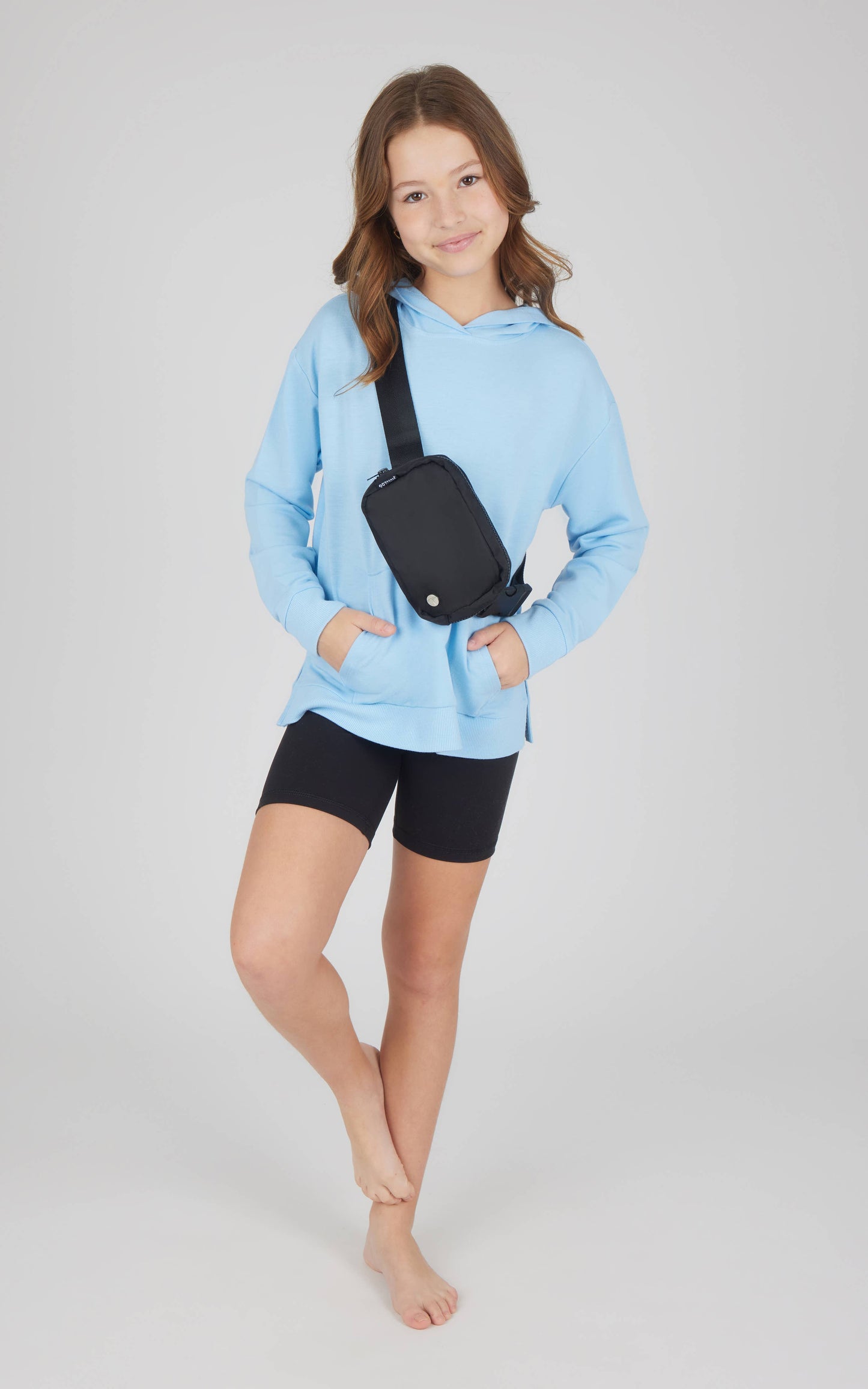 Hoodie, Bike Short, Fanny Bag - 3 pcs Set Blue