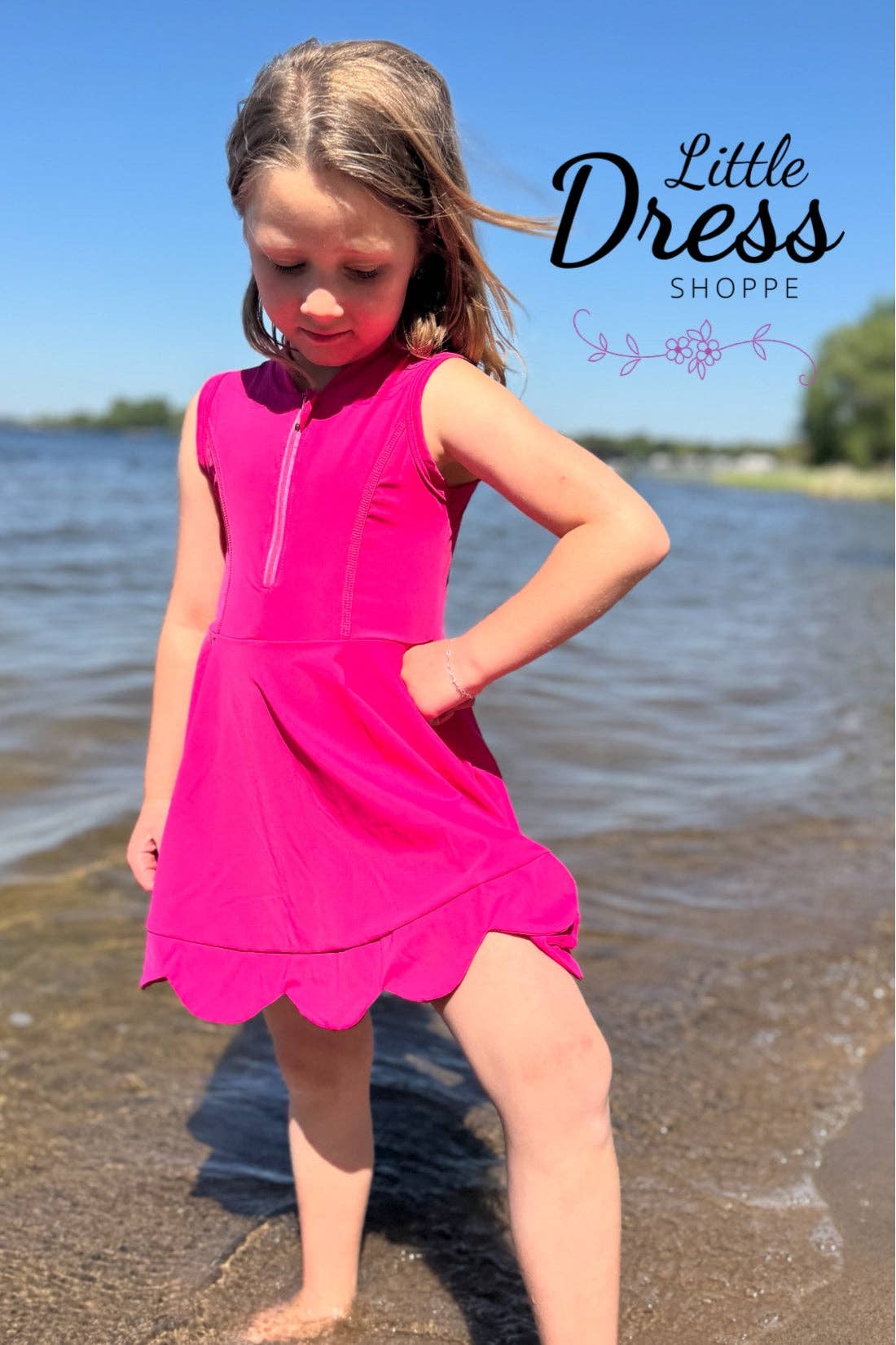 Pink Scallop Skirted Romper