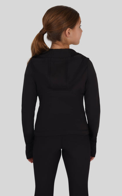 Girls Everyday Full Zip Active Jacket with Hood: Black