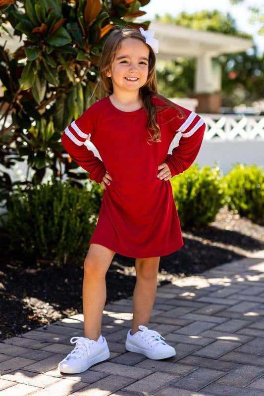 Girls' Blank Dress with Varsity Stripes *MULTIPLE COLORS*