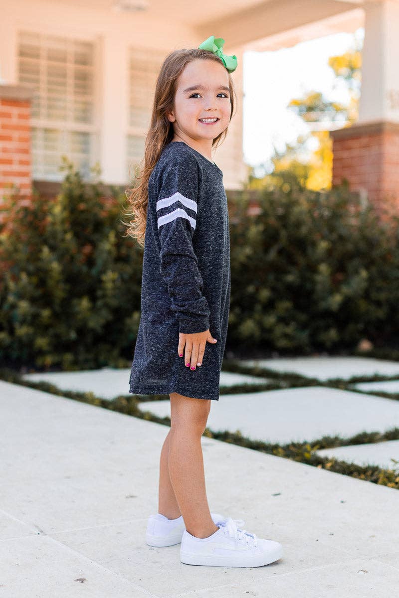 Girls' Blank Dress with Varsity Stripes *MULTIPLE COLORS*