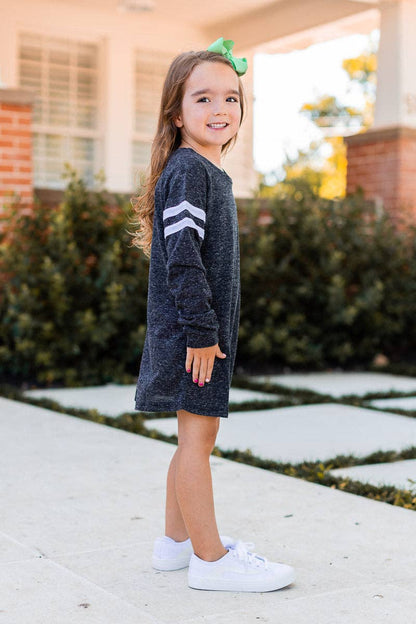 Girls' Blank Dress with Varsity Stripes *MULTIPLE COLORS*