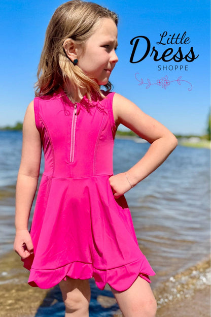 Pink Scallop Skirted Romper