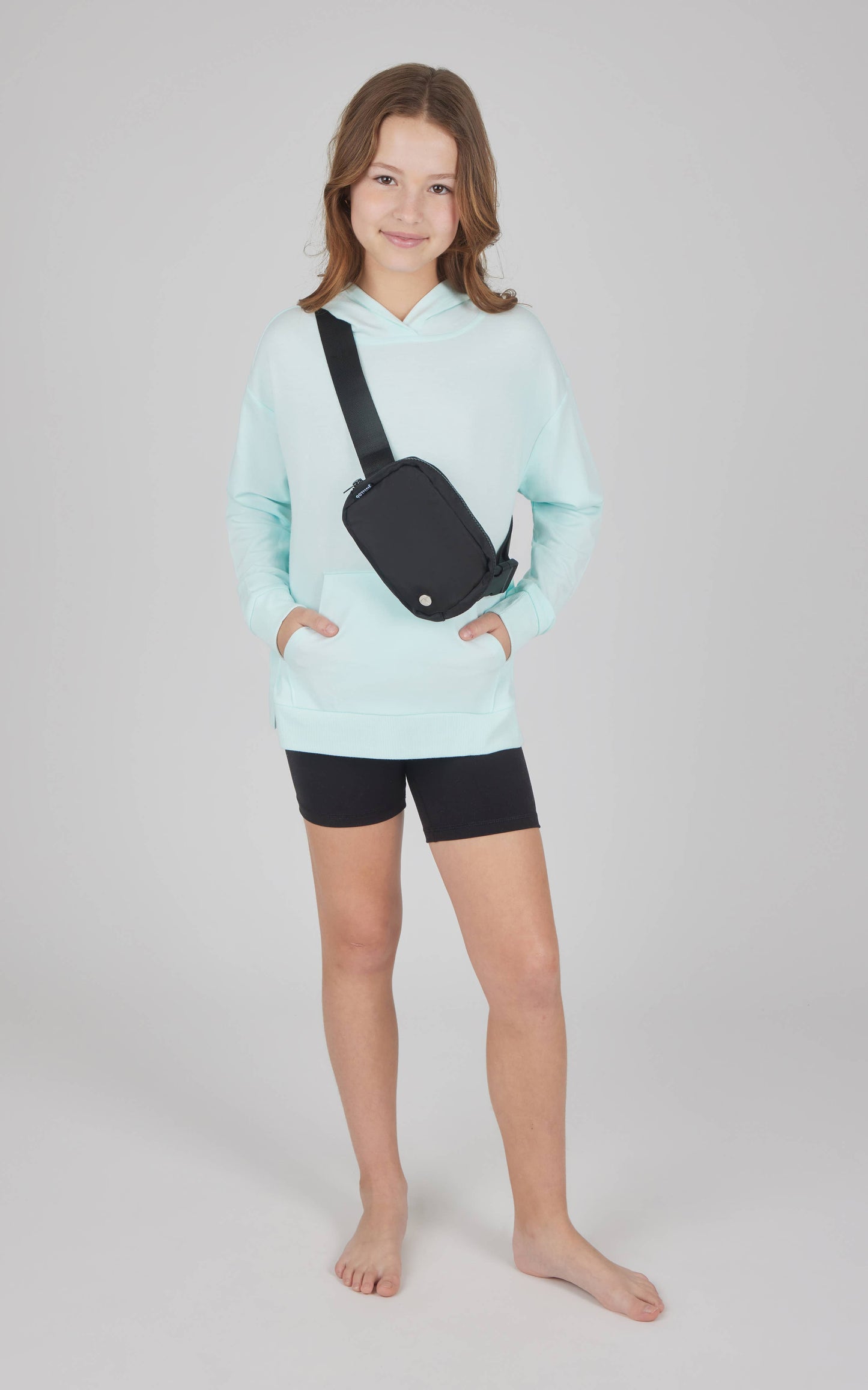 Hoodie, Bike Short, Fanny Bag - 3 pcs Set Mint