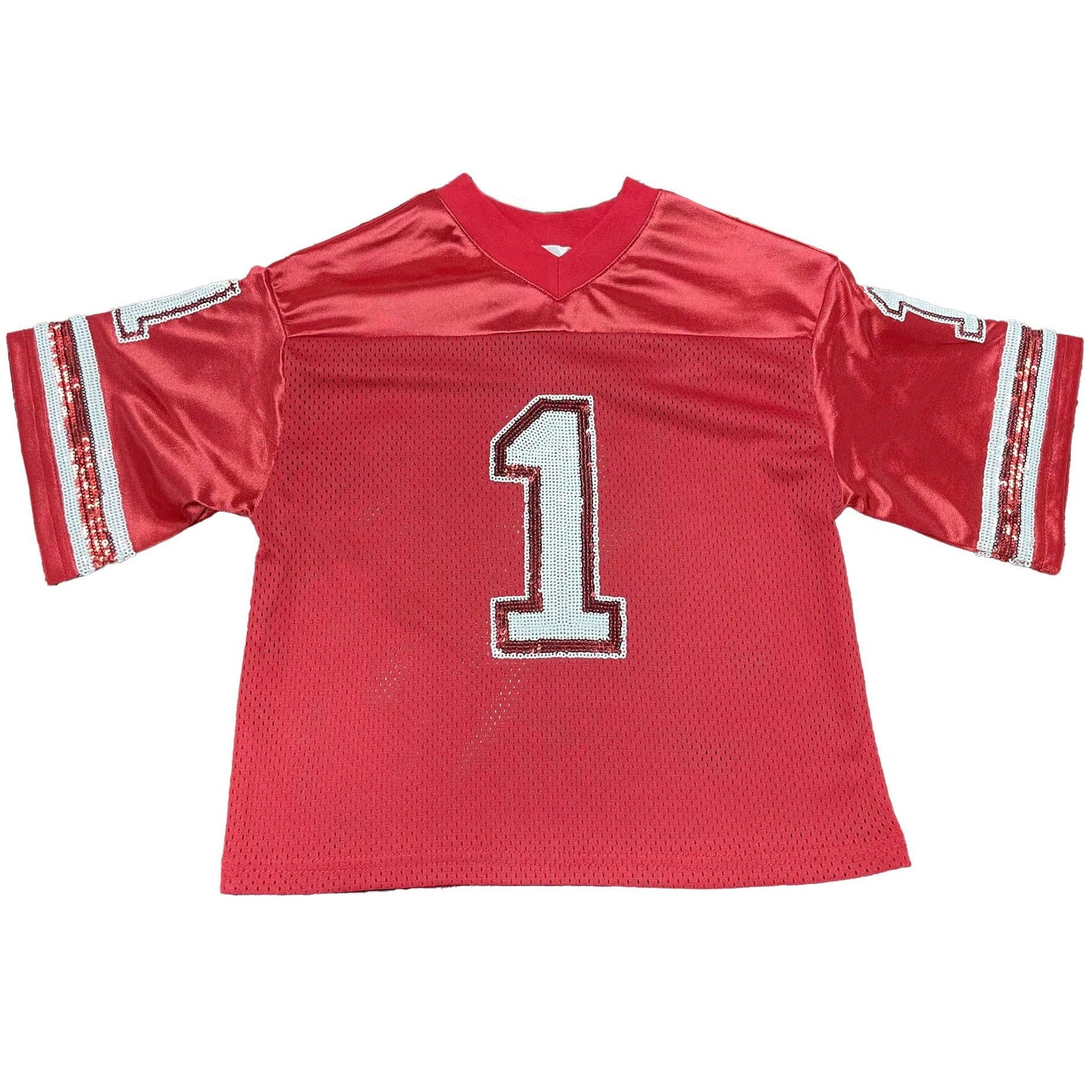 Red and White Sequin Jersey