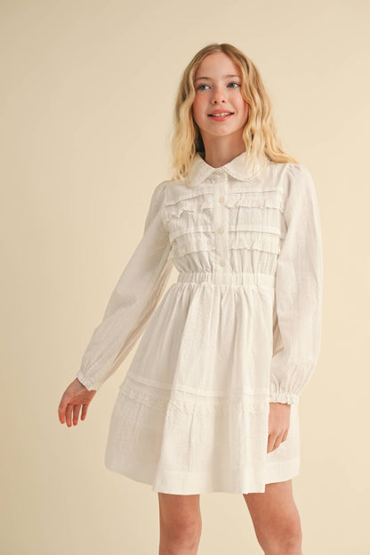 BUTTON UP FIT & FLARE MINI DRESS