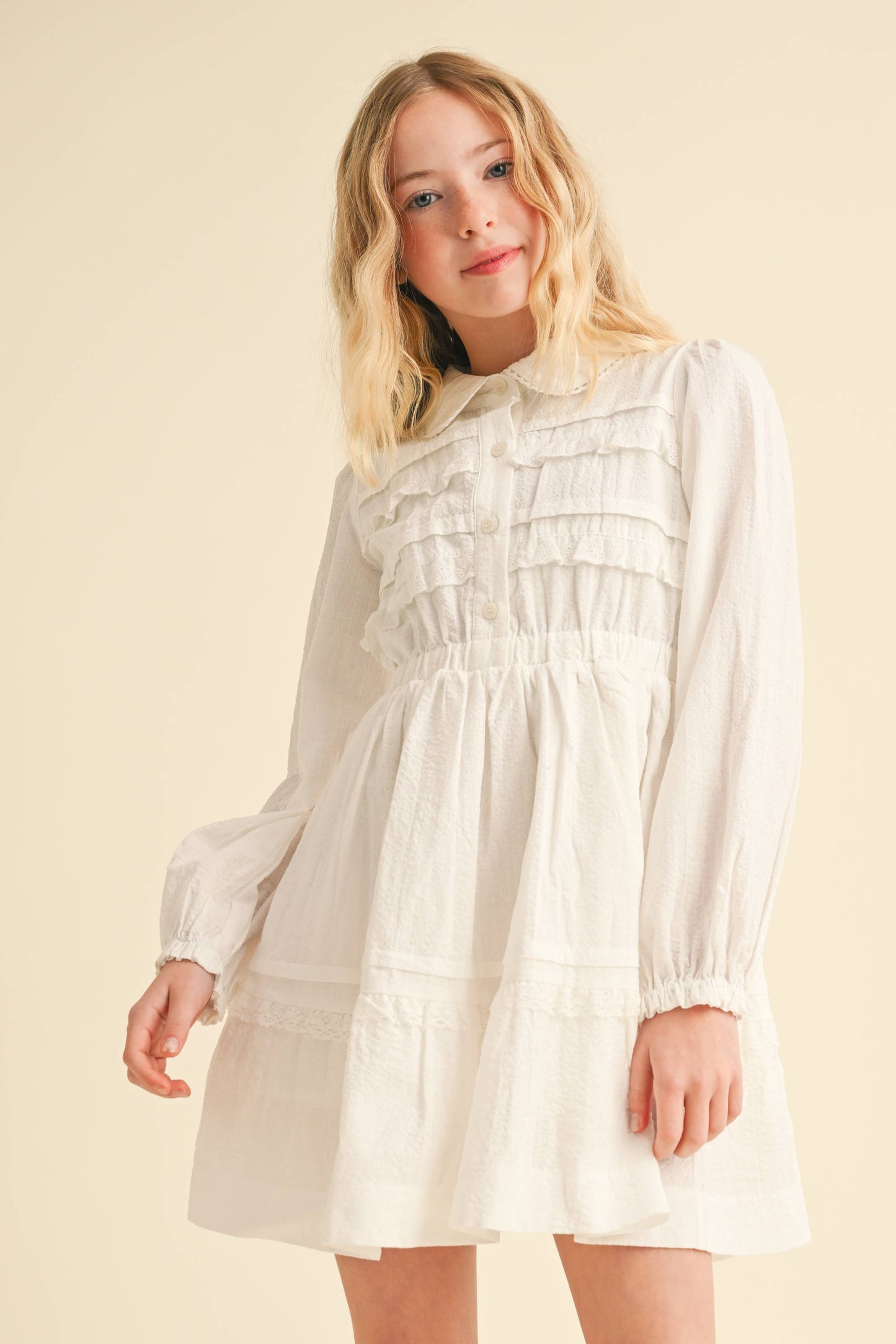 BUTTON UP FIT & FLARE MINI DRESS