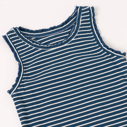 Ruffle Rib Tank Blue