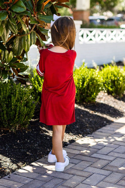 Girls' Blank Dress with Varsity Stripes *MULTIPLE COLORS*