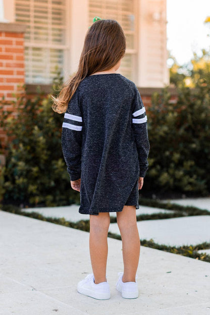 Girls' Blank Dress with Varsity Stripes *MULTIPLE COLORS*