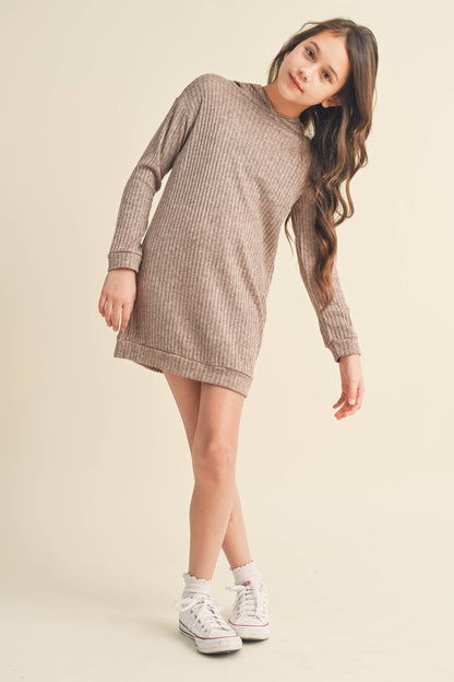 HOODED SWEATER DRESS