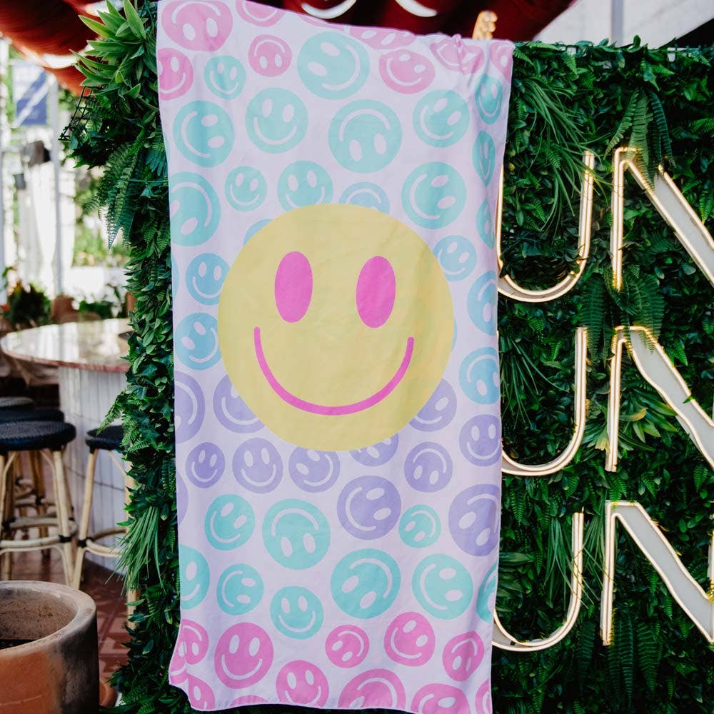 Pastel Happy Face Quick Dry Towel