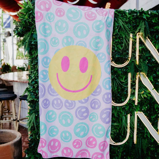 Pastel Happy Face Quick Dry Towel