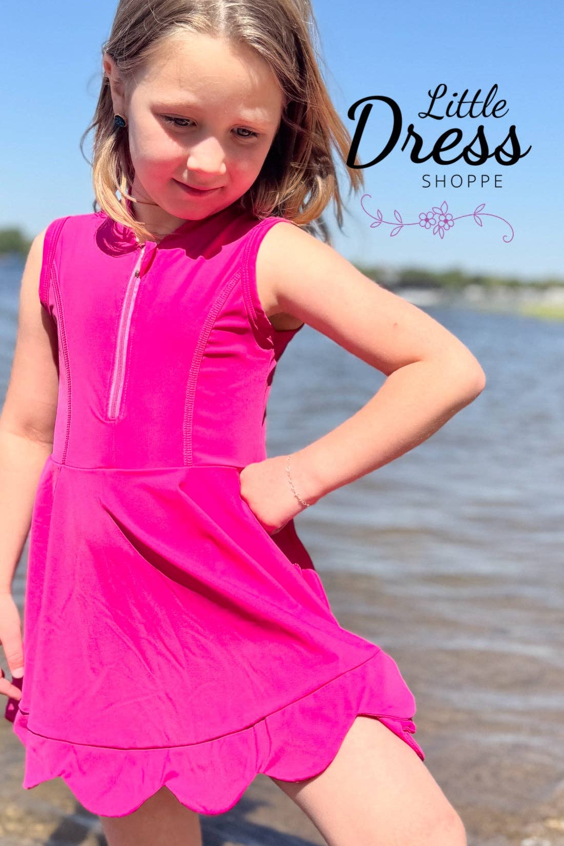 Pink Scallop Skirted Romper