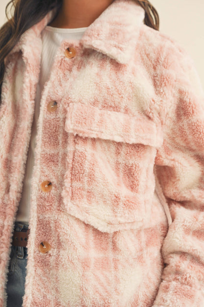 TWEEN KIDS GIRLS DOUBLE POCKET PLAID SHACKET