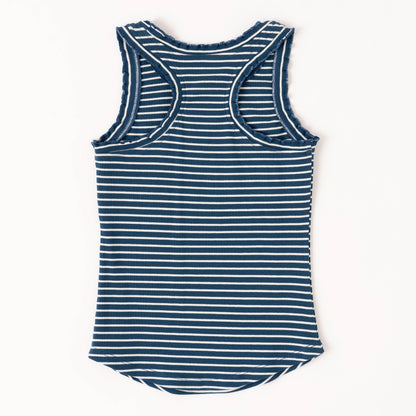 Ruffle Rib Tank Blue