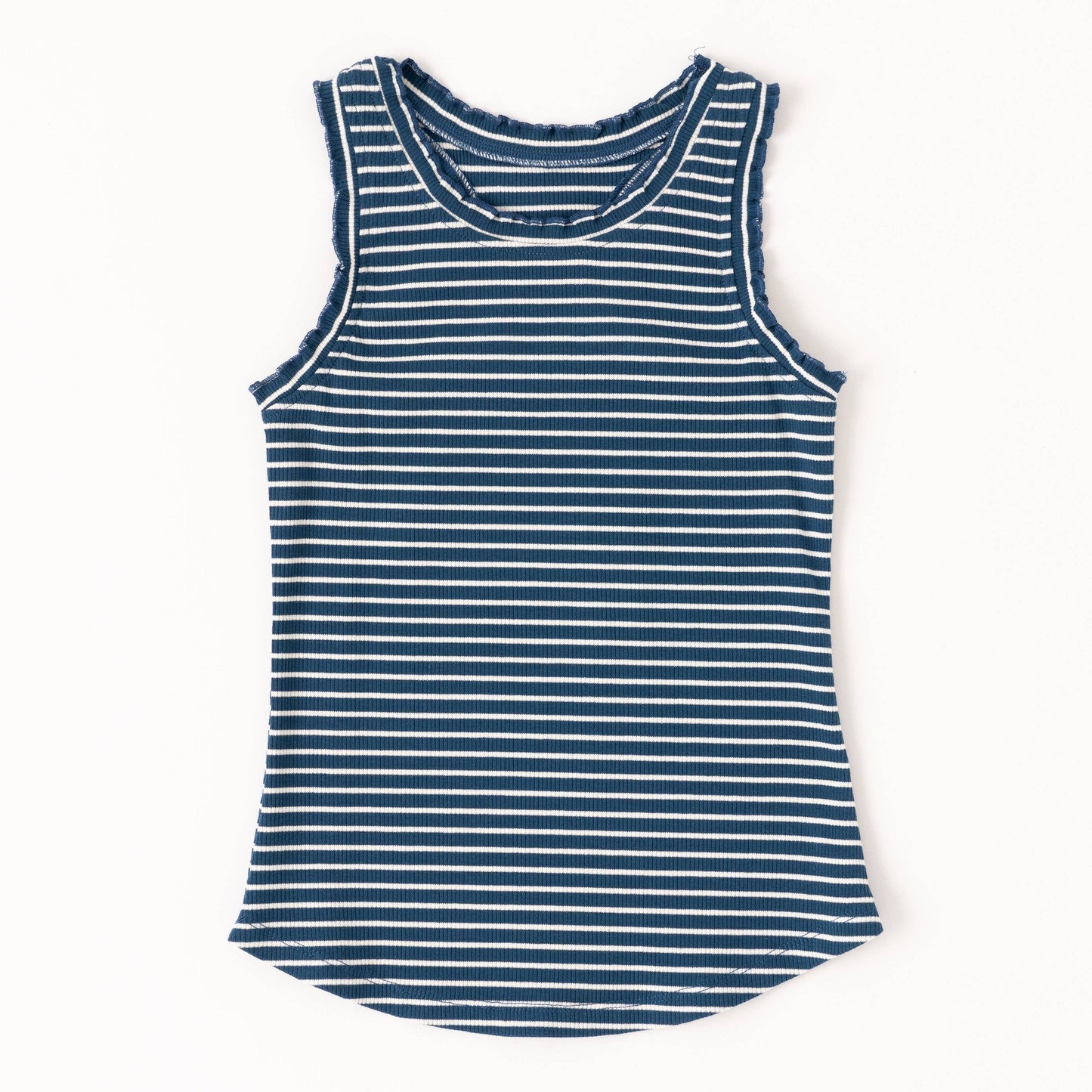 Ruffle Rib Tank Blue