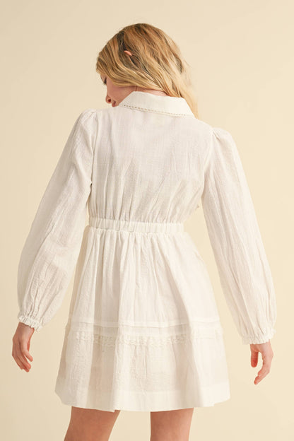BUTTON UP FIT & FLARE MINI DRESS